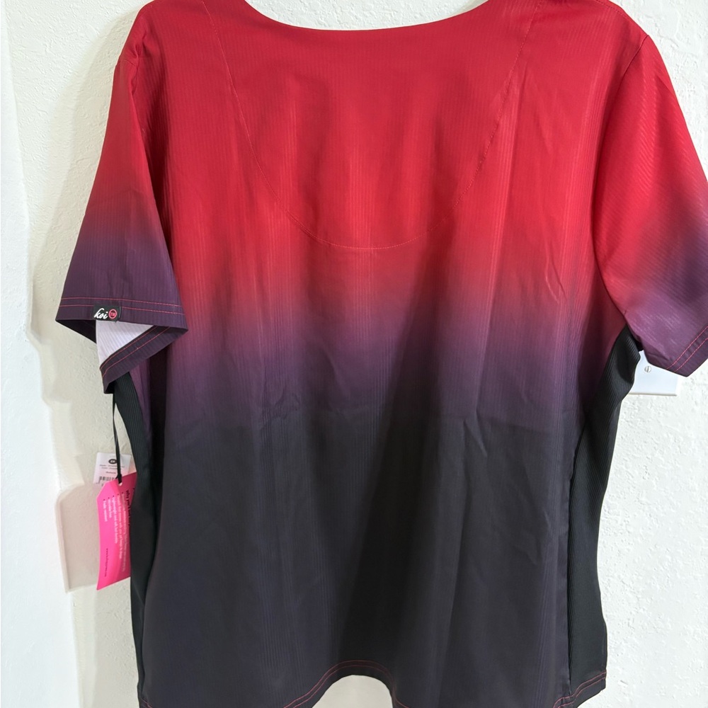 Koi Active Life Women's Red, Purple & Black Gradient Scrub Top. NWT. - Picture 5 of 12
